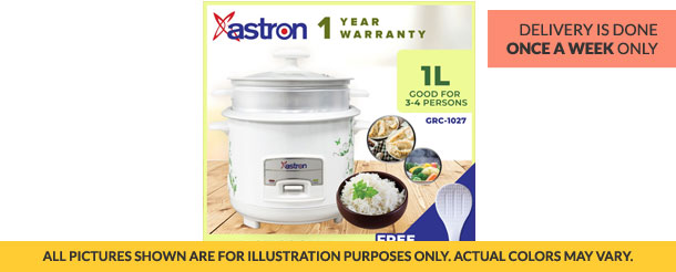 Astron GRC-1027 Rice Cooker with Steamer (1L)