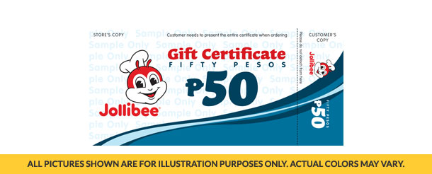 Jollibee Gift Certificate worth 50 pesos