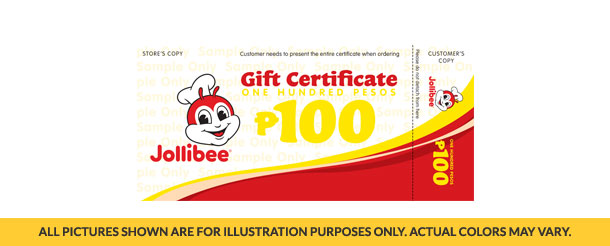 Jollibee Gift Certificate worth 100 pesos