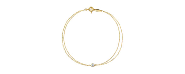 0.10 Carat Bezel Diamond Double Strand Bracelet in 14k Gold